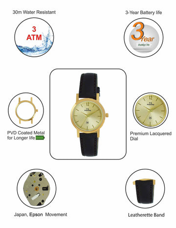 Maxima E-CO Women Gold Dial Analogue Watch - 57861LMLY